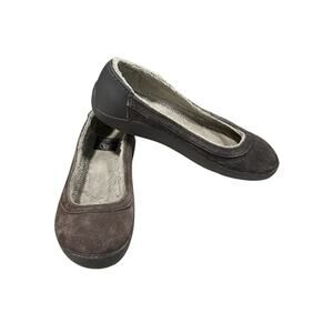Crocs Berryessa Brown Suede Faux Fur Lined Slip On Flats Women’s Shoe Size 9.5